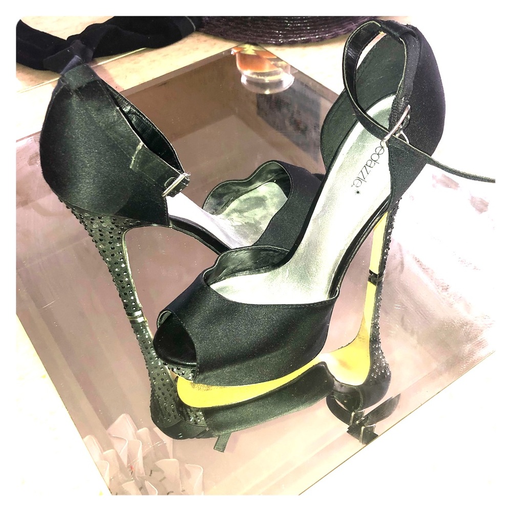 Rhinestone Heeled Stilettos with ankle strap